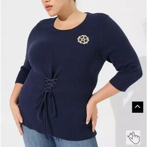 Torrid‎ outlander lattice front quarter sleeve tunic sweater cotton 2X